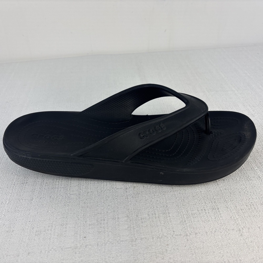 Iconic Crocs Black‎ Men's Size 12 Comfort Thong Sandals Flip Flops